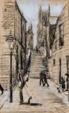 A lamplighter by Harold Riley DLitt Frcs Dfa Atc, pastel, sold Nov 2023