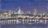 St Paul's and London Skyline by Stephen Wiltshire, ink & pastel on paper, sold Nov 2023