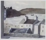 Print - Tenby with buildings and North Beach by John Knapp-Fisher, 2005, print, sold Nov 2023
