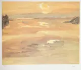 Print - sunset at Moel y Don on the Menai by Kyffin Williams Ra limited edition, print, sold Nov 2023