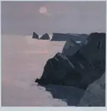 Print - Gower at sunset by Kyffin Williams Ra limited edition, print, sold Nov 2023
