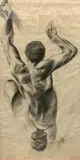 Large charcoal study - free solo rock-climber by Shelley Hocknell Zentner, charcoal, offered Nov 2023