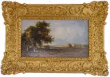 Ploughing scene by James Stark, oil, sold Feb 2023