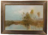 The Last Faint Gleam of Evening Light by Charles Beckett, oil on canvas board, sold Nov 2022
