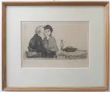 Pizzerie by Richard Beer, etching, sold Nov 2022