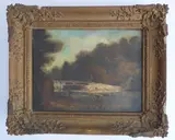 The Salmon Leap - Leixlip, Co. Kildare by William Sadler II, oil on panel, sold Oct 2022