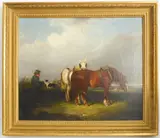 Resting the Plough Team by Henry and Charles Shayer, oil on canvas, offered Oct 2022