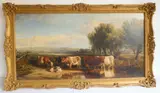 Cattle watering beneath willows by Henry Brittan Willis, oil on canvas, offered Oct 2022
