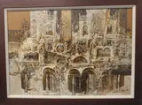 A framed mixed media architectural study by Jan Wenczka, mixed media, sold Oct 2022
