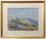 Hilly landscape study by C Marks, mixed media, sold Oct 2022