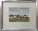a silver-framed and glazed study 'Somerset Levels', signed lower by Valerie Batchelor, drawing, sold Oct 2022