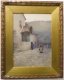 Fisherfolk on the quay by Herbert Edward Butler, watercolour, sold Oct 2022