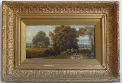 View near Spennymoor, Durham by Edward Priestley, oil on canvas, sold Jun 2022