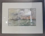 Ironclads in Naval Review by Paul Maze, mixed media, sold Jun 2022