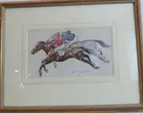 Gordon Richards riding home c by Walter Taylor Neac, ink and watercolour, sold Jun 2022