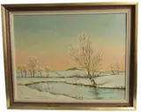 a framed oil on canvas 'Winter Fisherman', by William Ellis Barrington-brown, oil on canvas, sold Apr 2022