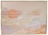 a large gilt-framed oil on artist's board, sunset above by D J Perrow, oil, sold Apr 2022