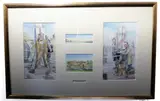 a gilt framed and glazed series of four watercolour sketches 'The Sporting Life' (frame size 54.5cm x 85cm) by Hugh Dodd, watercolour, sold Apr 2022