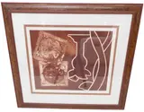 a limited edition (2 of 12) sepia etching, abstract scene signed in by Knighton Stephen Hosking, etching, sold Apr 2022