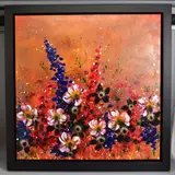 Pink about my daisy by Clare Sykes, oil on canvas, sold Aug 2020