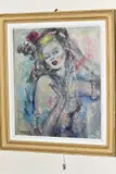 a half length study of a scantily clad beauty, signed bottom by Louis Dazza, oil on canvas, offered Aug 2020