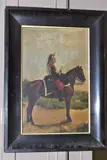 a French cuirassier/cavalryman on horseback with pistol drawn, signed by Armand Dumaresq, drawing, offered Aug 2020
