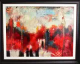 Red montage iii by John and Elli Milan, oil on canvas, sold Aug 2020