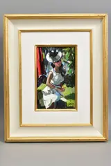CHAMPAGNE AT THE RACES' a female figure wearing a white dress and hat, initialled bottom right by Sherree Valentine Daines, oil on board, sold Aug 2020
