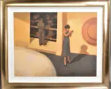 THE HOTEL ROOM' male and female figures in a room setting, initialled bottom left by Chris Bennett, oil on canvas, sold Aug 2020