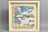 SNOW FUN' figures playing in the snow by Louise Rawlings, acrylic on canvas, sold Aug 2020