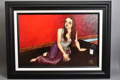HER SATISFIELD PLACE' a limited edition hand embellished print 106/195, depicting a female figure drinking wine by Todd White, print, sold Aug 2020