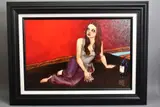 HER SATISFIELD PLACE' a limited edition hand embellished print 106/195, depicting a female figure drinking wine by Todd White, print, sold Aug 2020