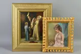 'Nudo', study of a scantily clad lady standing beside a by Late Lucia Sarto, oil on canvas, sold Aug 2020
