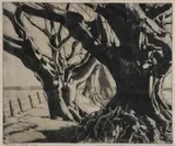 Tree Trunks by Harry Fabian Ware, etching on paper, sold Jun 2019