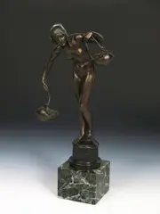 The Scales of Time by Gilbert Bayes, bronze, sold Jun 2019
