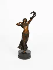 Attributed Snake Dancer a patinated bronze model of an exotic dancer by Franz Bergman, bronze, sold Jun 2019