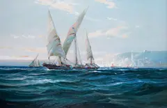 Off the Moroccan coastSigned by David Roy Macgregor, Oil on canvas, sold Jun 2019