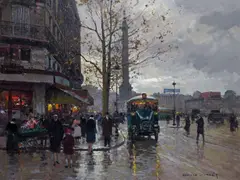 The July column, Place de la Bastille, Paris at night Signed Oil on canvas 50 x 65cm by Édouard Cortès, Oil on canvas, sold Jun 2019