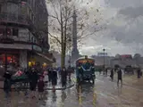 The July column, Place de la Bastille, Paris at night Signed Oil on canvas 50 x 65cm by Édouard Cortès, Oil on canvas, sold Jun 2019