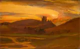 Corfe CastleInscribed To Mrs Russell-Cotes on her 1893 birthday from by David Murray, Oil on panel, sold Jun 2019