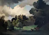 View of Dunster Castle by Bertram Nicholls, 1940, Oil on canvas, unframed, offered Jun 2019