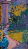 The Garden Walk Signed with initials, also signed and inscribed Claremont Studio St by Alfred Wolmark, Oil on canvas, sold Jun 2019