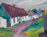 Row of cottagesSigned and dated 1932Oil by Alfred Wolmark, 1932, Oil on panel, sold Jun 2019
