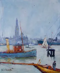 Anvers by Emile Lecomte, Oil on canvas, sold Jun 2019