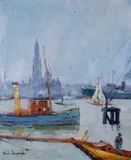 Anvers by Emile Lecomte, Oil on canvas, sold Jun 2019