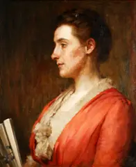 Portrait of a young woman with a fan by William Carter, oil on canvas, offered Nov 2014