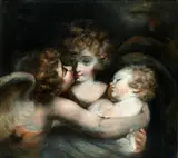 Two children with a putto by English School, pastel, sold Nov 2014