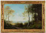 LANDSCAPE PAINTING by Henri Harpignies, oil on canvas, sold Apr 2023