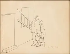 SATIRICAL DRAWING by George Luks, ink on paper, sold Apr 2023