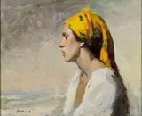PORTRAIT OF A WOMAN by Felipe Santamans, oil on canvas, sold Apr 2023